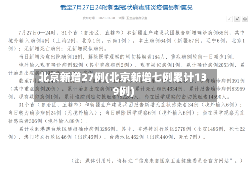北京新增27例(北京新增七例累计139例)