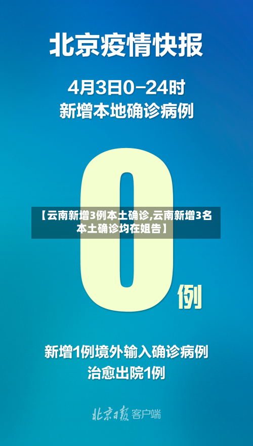 【云南新增3例本土确诊,云南新增3名本土确诊均在姐告】