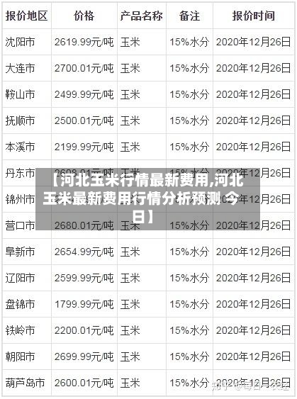 【河北玉米行情最新费用,河北玉米最新费用行情分析预测 今日】