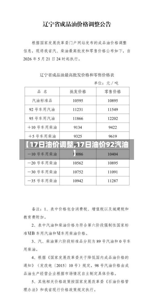 【17日油价调整,17日油价92汽油】