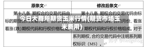 今日大商所期货玉米行情(期货市场玉米费用)